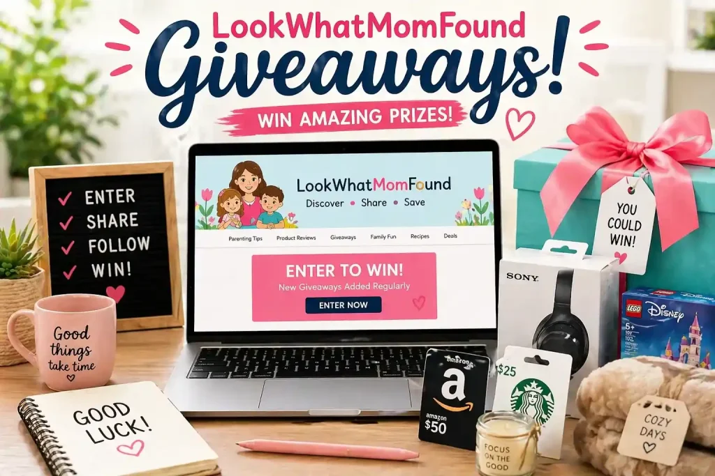LookWhatMomFound Giveaways Review (2026): Legit, Real or Scam? How to Win 1 Giveaway excitement on a cozy desk