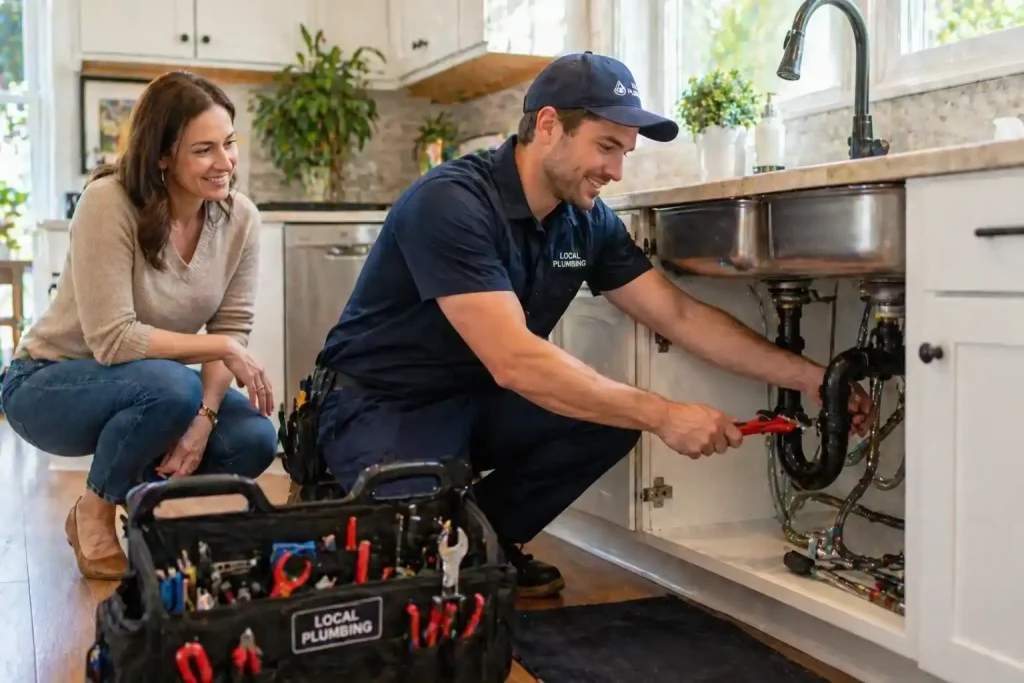 How Hiring a Local Plumber Transforms Your Home Repairs and Saves Time 1 Plumber at work in modern kitchen