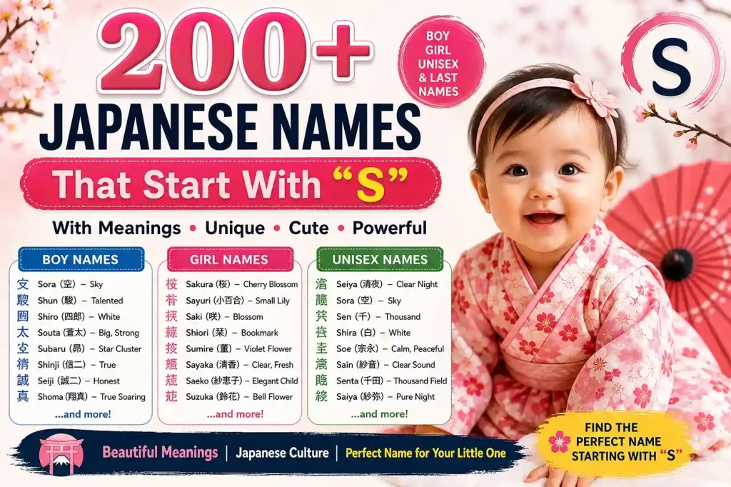 200+ Japanese Names That Start With S (With Meanings) – Unique & Cute Ideas 2026 1 200+ Japanese Names That Start With S (With Meanings) – Unique & Cute Ideas 2026