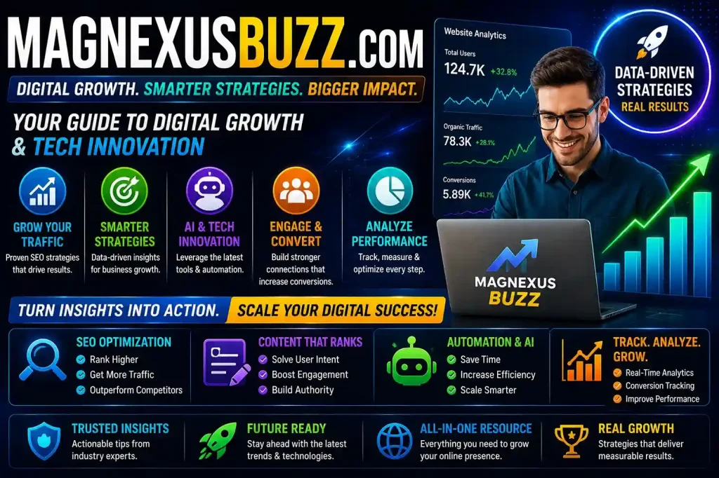 Magnexusbuzz com – The Ultimate Guide to Digital Growth, SEO Strategy & Tech Innovation 1 Futuristic digital growth strategies banner