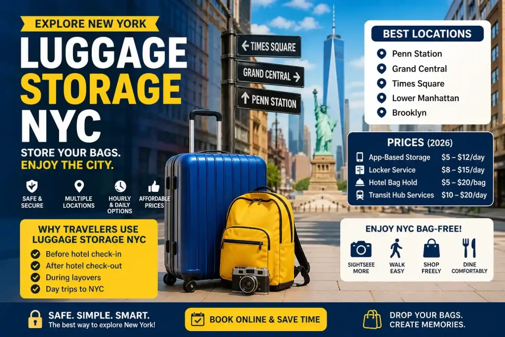 Best Luggage Storage NYC (2026 Guide): Safe, Cheap & Easy Bag Storage 1 Luggage storage solutions in NYC