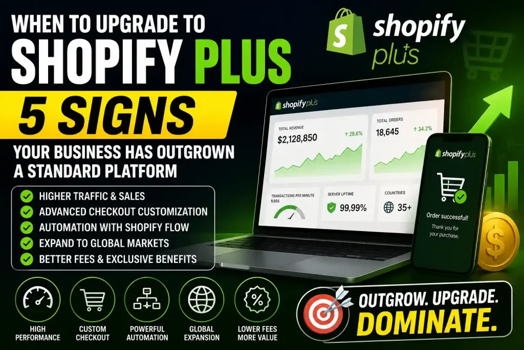 When to Upgrade to Shopify Plus: 5 Signs Your Business Has Outgrown Standard Shopify 1 When to upgrade to Shopify Plus