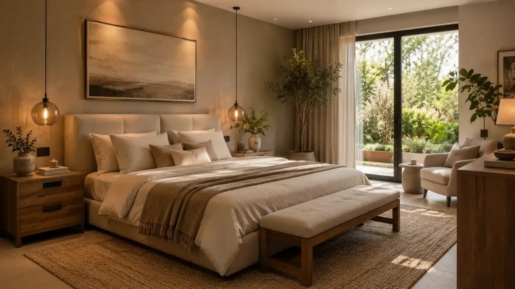 Interior Design DrHomey: The Complete Guide to Creating a Stylish, Comfortable & Functional Home 3 Warm Modern Bedroom Retreat