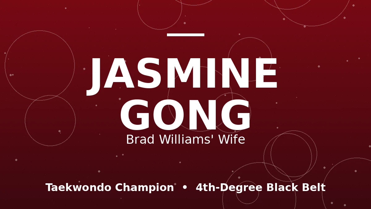 Jasmine Gong: The Taekwondo Champion Married to Comedian Brad Williams (2026 Bio) 2 Illustration of a taekwondo practitioner silhouette delivering a high kick beside a fourth-degree black belt