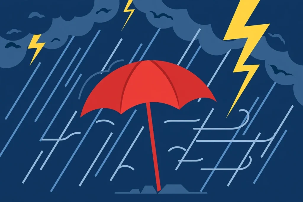 Synonyms for Despite: 40+ Words for In Spite Of, Although, and Notwithstanding (2026 Guide) 2 Flat illustration of an umbrella standing firm in a storm