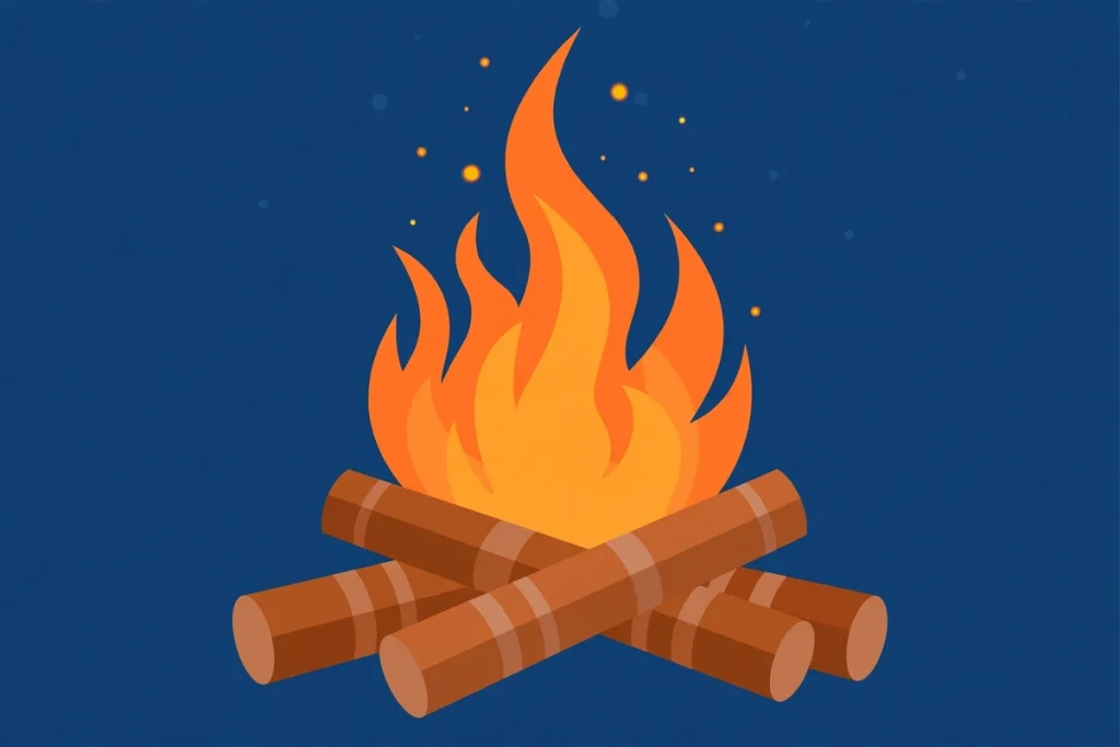 Synonyms for Fire: 40+ Words for Flames, Blazes, and Dismissal (2026 Guide) 2 Flat illustration of a campfire with rising orange flames