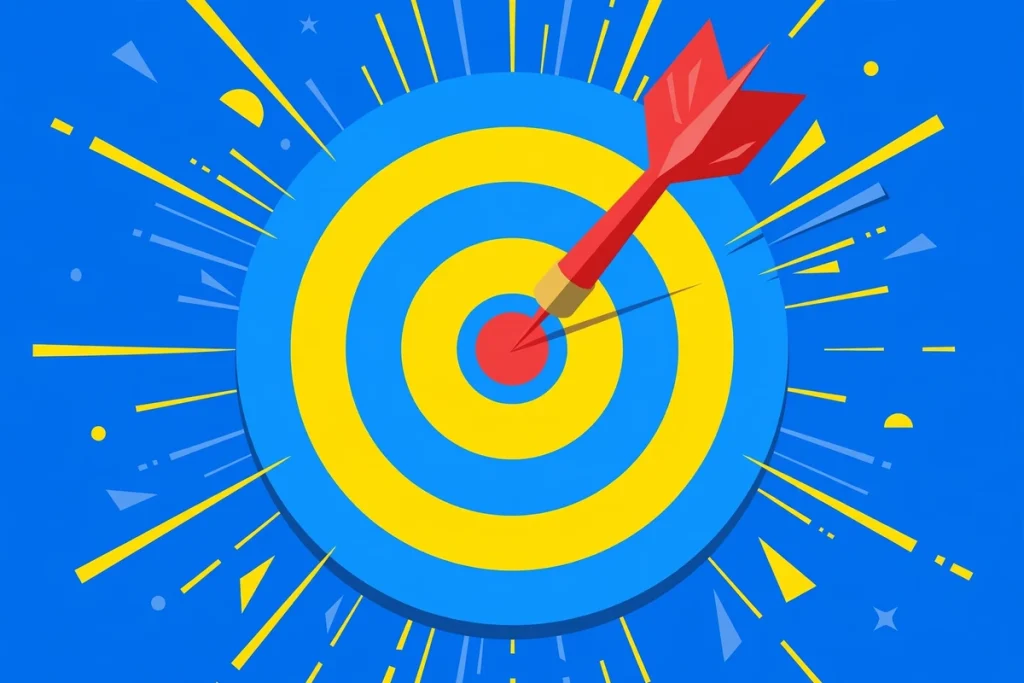 Synonyms for Goal: 40+ Words for Ambition (2026 Guide) 2 Flat illustration of a dart hitting a bullseye
