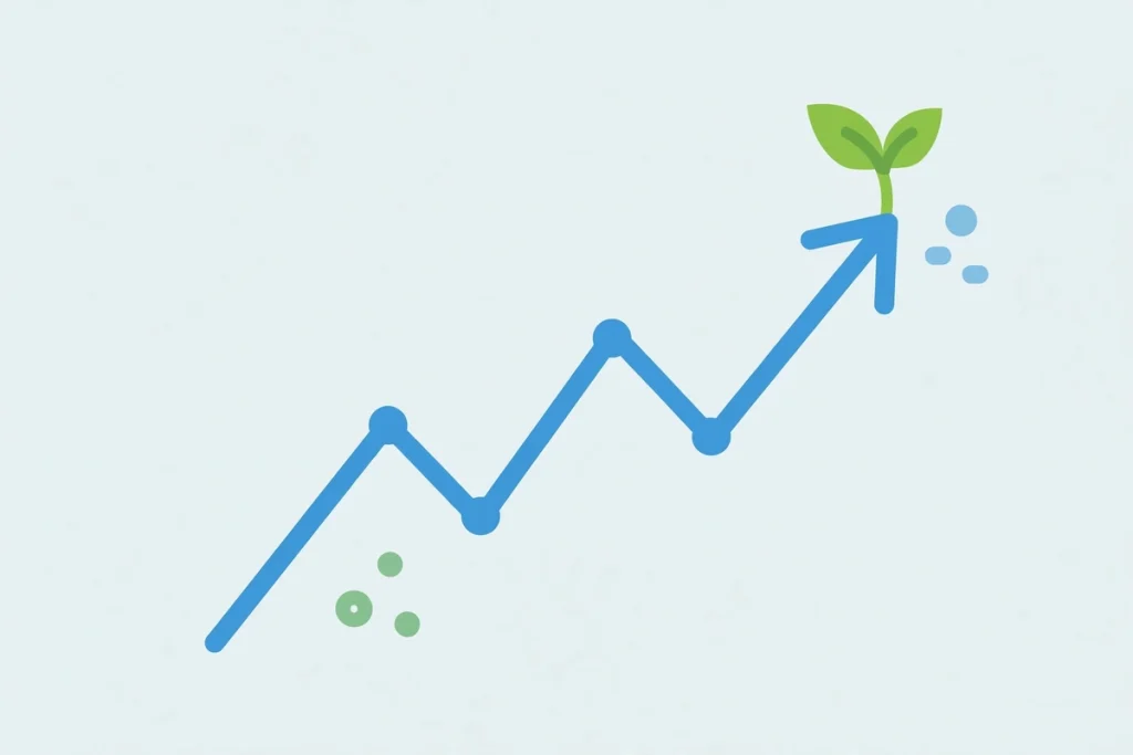 Synonyms for Growth: 40+ Words for Development (2026 Guide) 2 Flat illustration of an upward trending growth chart