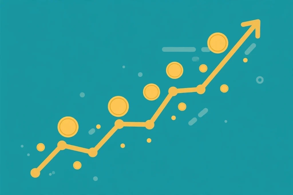 Synonyms for Increase: 40+ Words for Growth, Rises, and Gains (2026 Guide) 2 Flat illustration of an upward trending graph with coins