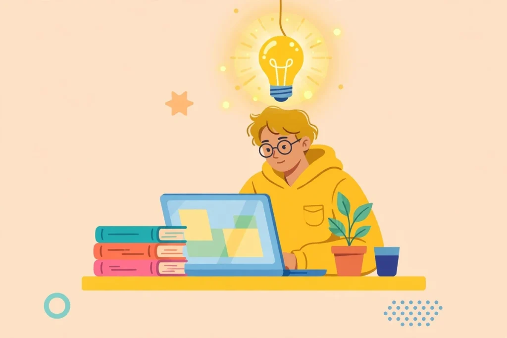 Synonyms for Learn: 40+ Ways to Say You're Learning (2026 Guide) 2 Flat illustration of a student studying with books and a laptop