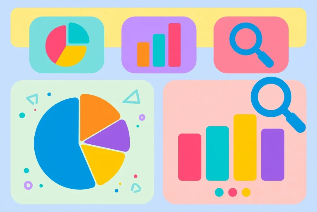 Synonyms for Overall: 35+ Alternatives for Every Context (2026 Guide) 2 Flat illustration of a summary dashboard with charts