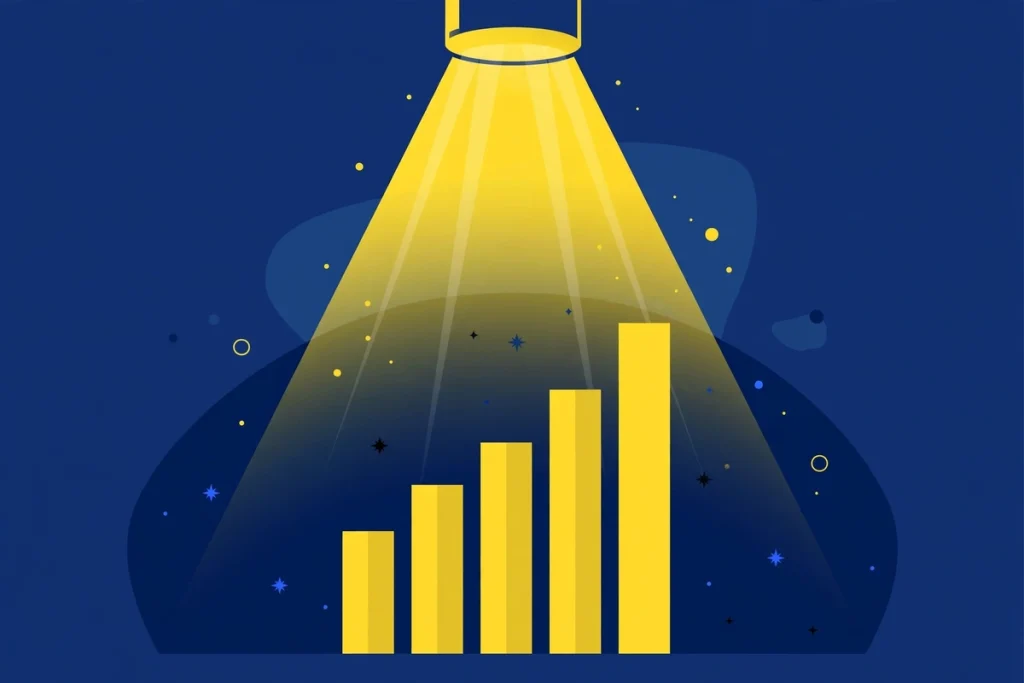 Synonyms for This Shows: 40+ Academic Alternatives (2026 Guide) 2 Flat illustration of a spotlight revealing a chart