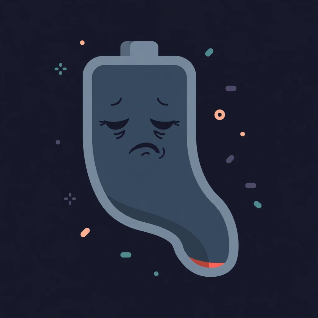 Synonyms for Tired: 40+ Words for Exhausted, Weary, and Sleepy (2026 Guide) 2 Flat illustration of a drooping battery at one percent